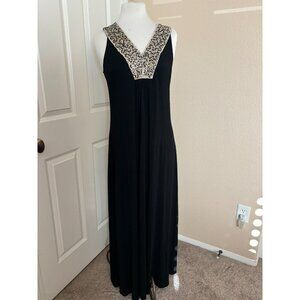 Calvin Klein Black Embellished Maxi Dress M Evening Party Cruise Holiday